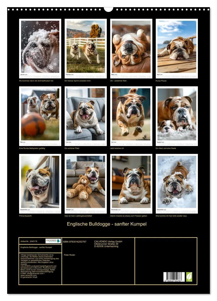 Bild: 9783516252767 | Englische Bulldogge - sanfter Kumpel (Wandkalender 2026 DIN A2...
