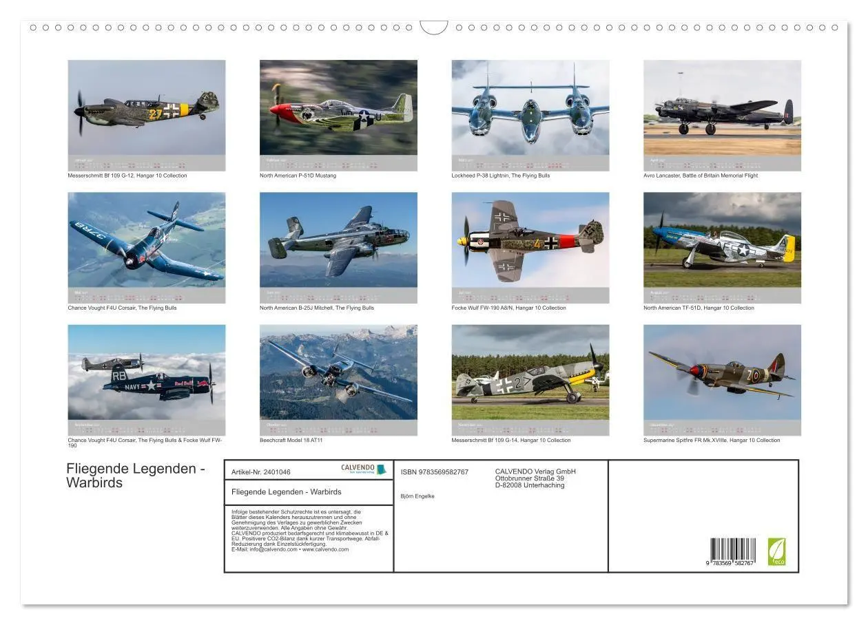 Bild: 9783569582767 | Fliegende Legenden - Warbirds (Wandkalender 2027 DIN A2 quer),...