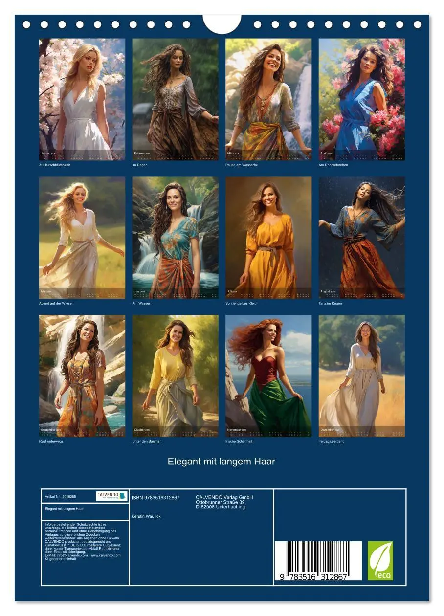 Bild: 9783516312867 | Elegant mit langem Haar (Wandkalender 2026 DIN A4 hoch), CALVENDO...