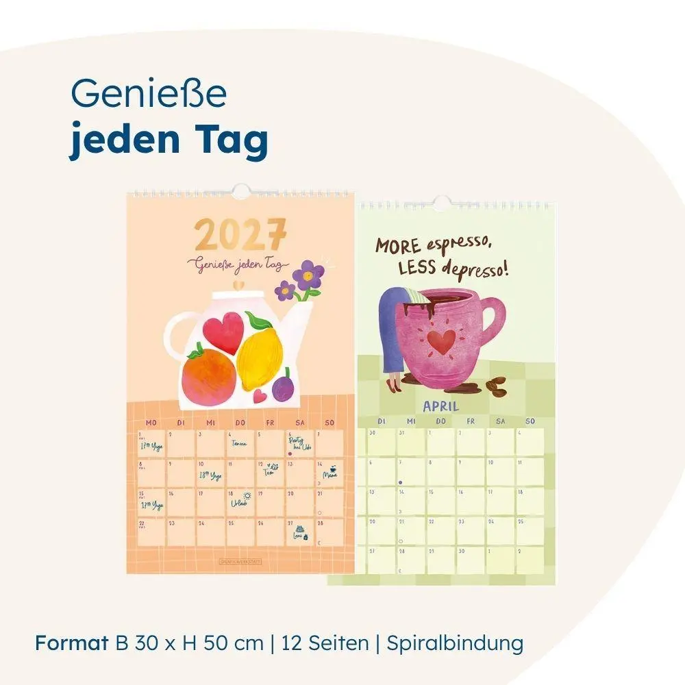 Bild: 9783986362867 | Wandkalender 2027 Genieße jeden Tag | Wandkalender | Original | 12 S.