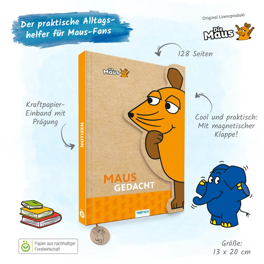 Bild: 9783988022967 | Trötsch Die Maus Notizbuch mit Klappe Maus | Co.KG | Buch | 128 S.