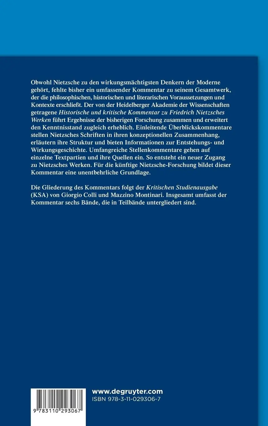 Rückseite: 9783110293067 | Kommentar zu Nietzsches "Also sprach Zarathustra" III und IV | Grätz