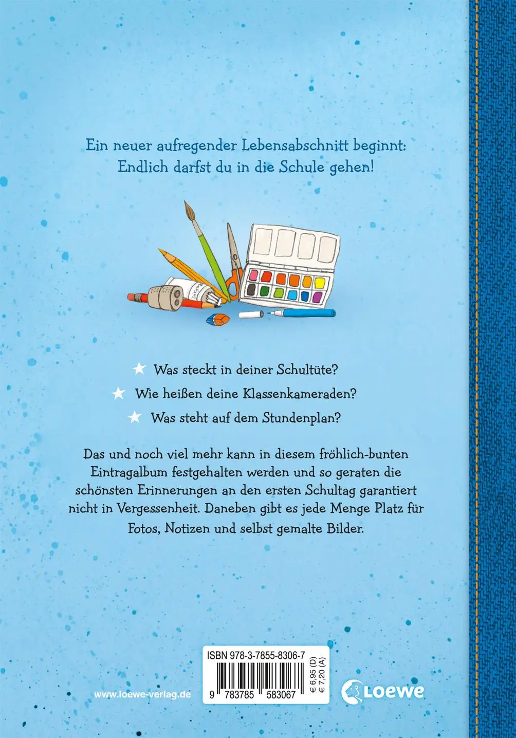 Rückseite: 9783785583067 | Mein erster Schultag (Jungen) | Steffi Wöhner | Buch | Eintragbücher