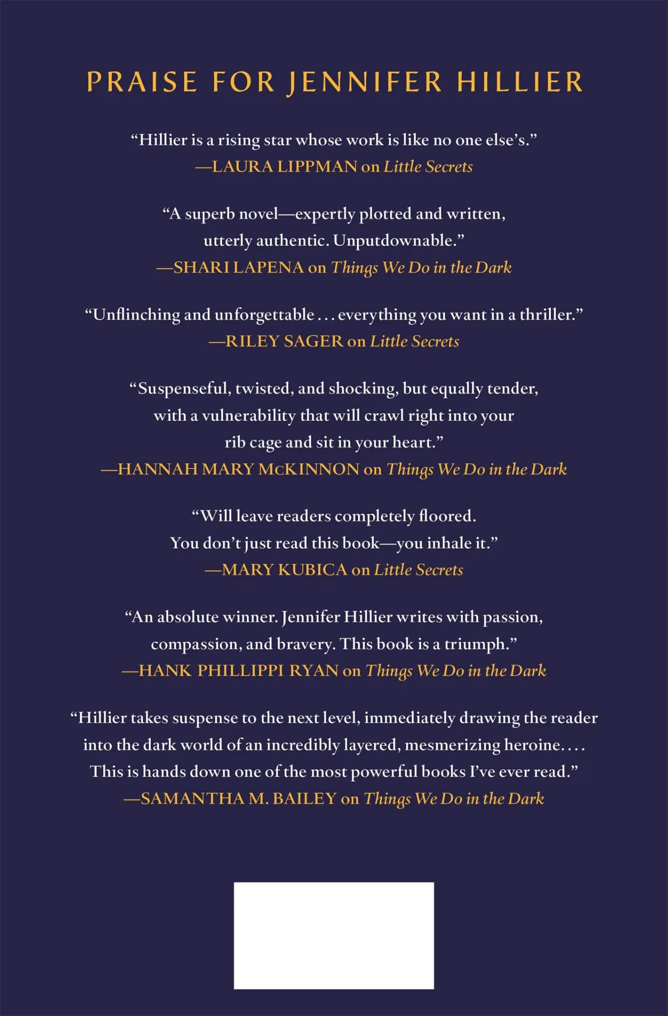 Rückseite: 9781250763167 | Things We Do in the Dark | Jennifer Hillier | Buch | Gebunden | 2022