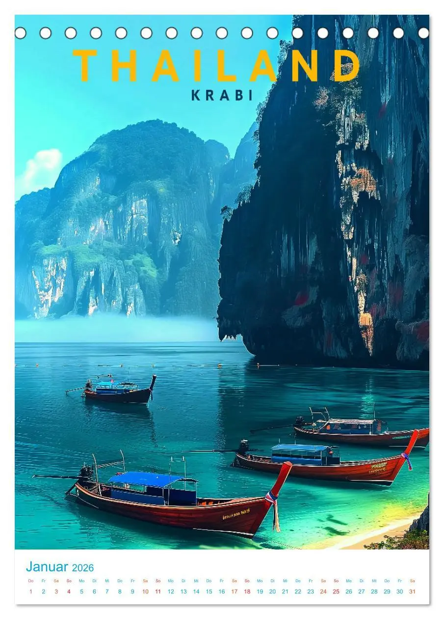 Bild: 9783516283167 | Thailand - Old School Poster Style (Tischkalender 2026 DIN A5...