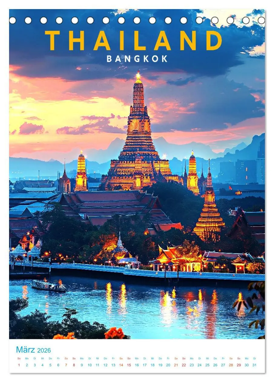 Bild: 9783516283167 | Thailand - Old School Poster Style (Tischkalender 2026 DIN A5...