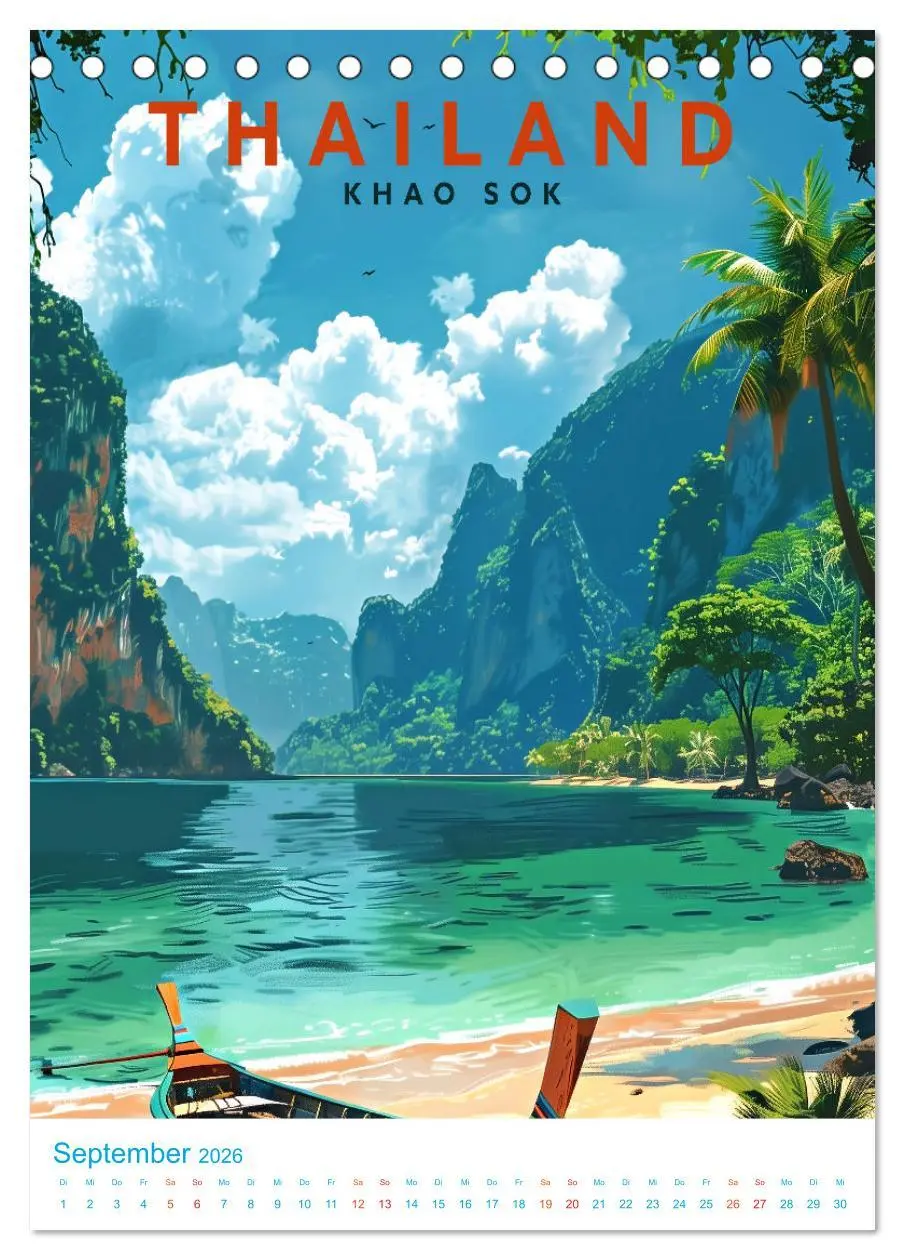 Bild: 9783516283167 | Thailand - Old School Poster Style (Tischkalender 2026 DIN A5...