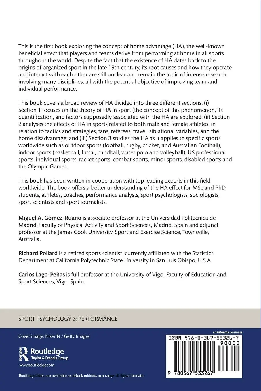 Rückseite: 9780367533267 | Home Advantage in Sport | Causes and the Effect on Performance | Buch