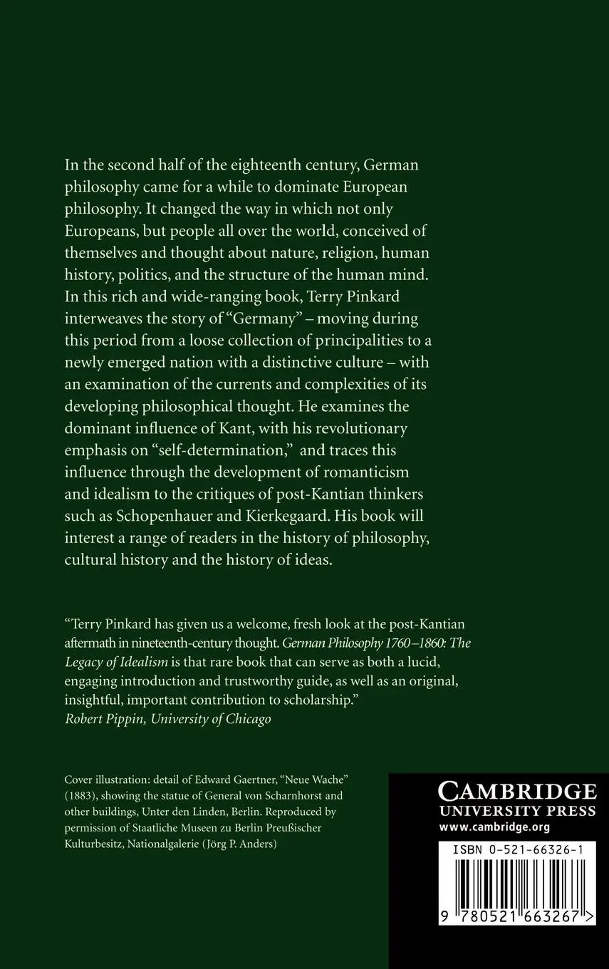 Rückseite: 9780521663267 | German Philosophy 1760 1860 | The Legacy of Idealism | Pinkard (u. a.)