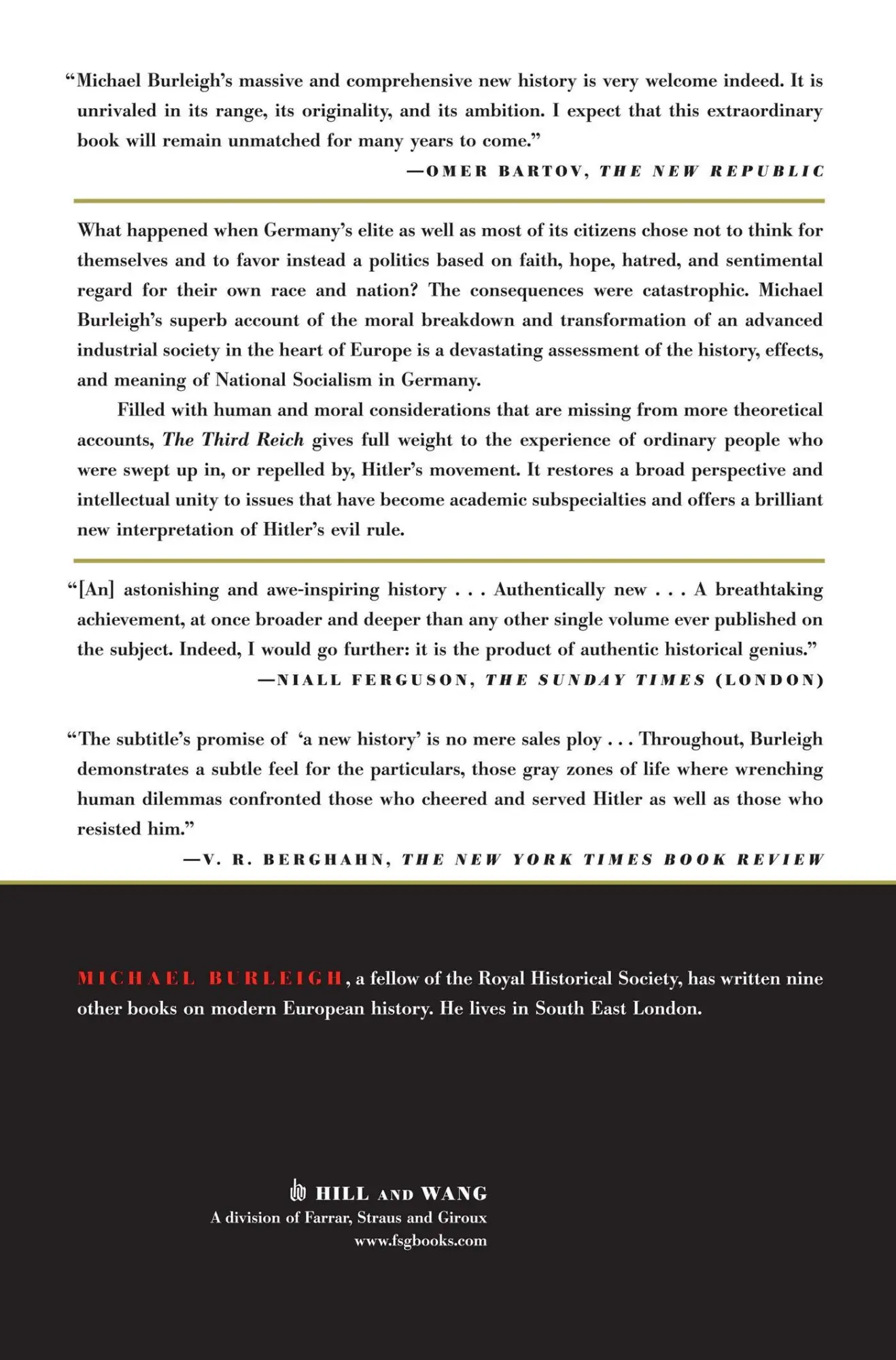 Rückseite: 9780809093267 | The Third Reich | A New History | Michael Burleigh | Taschenbuch