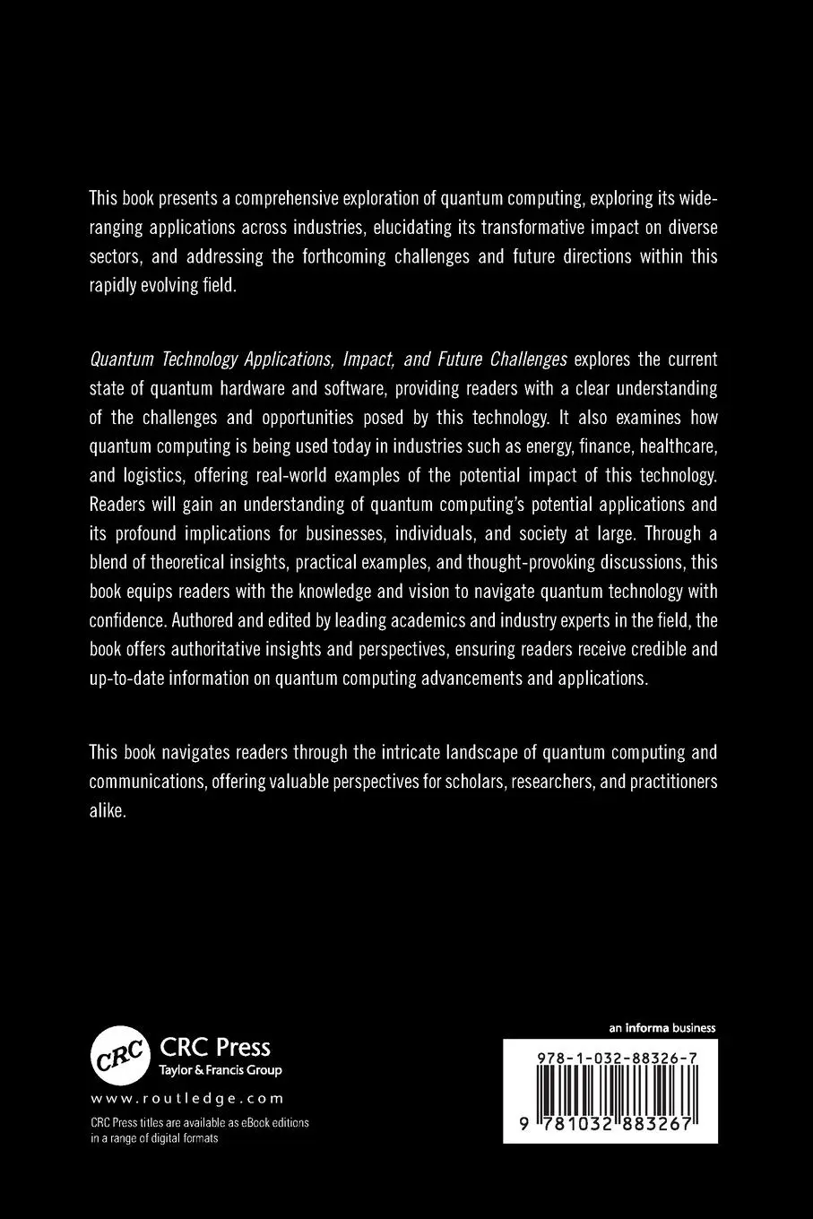 Rückseite: 9781032883267 | Quantum Technology Applications, Impact, and Future Challenges | Buch