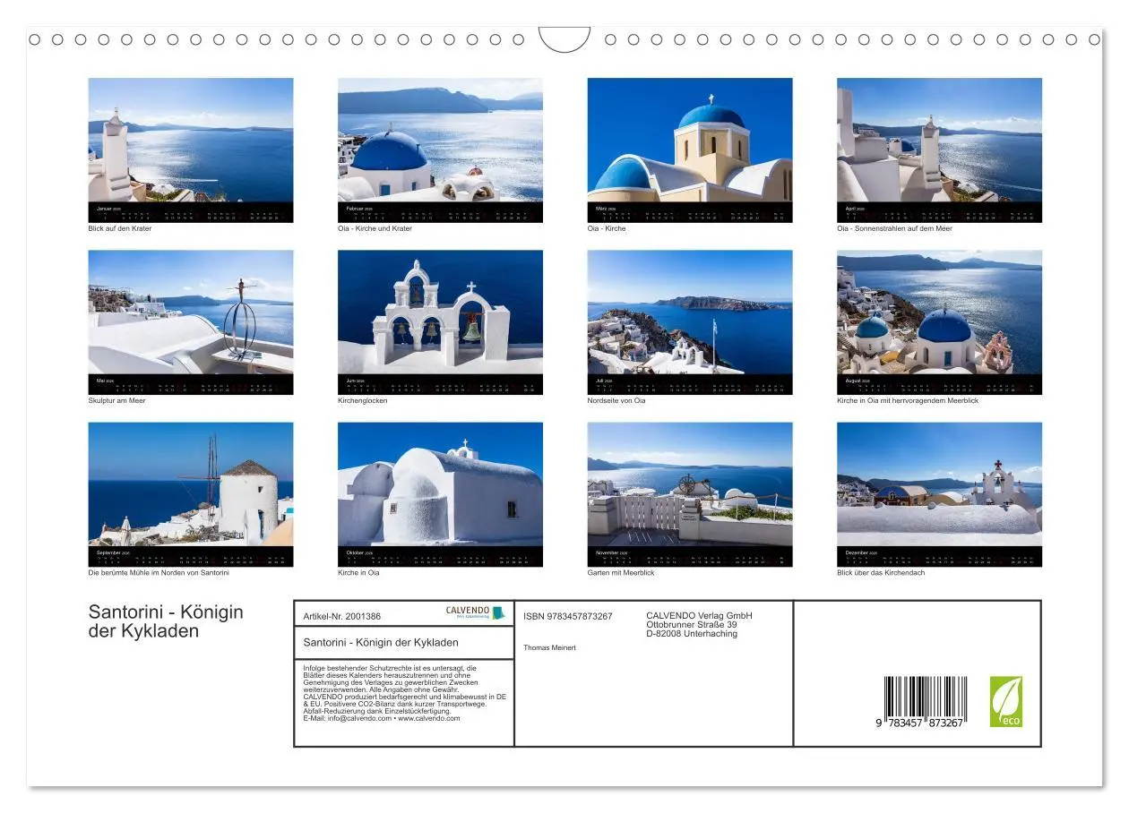 Bild: 9783457873267 | Santorini - Königin der Kykladen (Wandkalender 2026 DIN A3 quer),...
