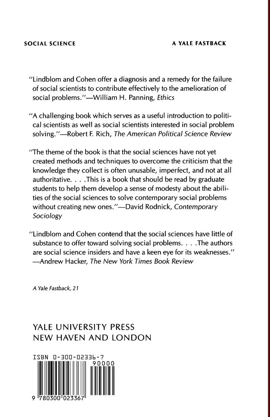 Rückseite: 9780300023367 | Usable Knowledge | Social Science and Social Problem Solving | Buch