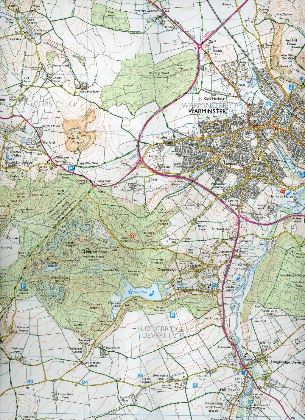 Bild: 9780319243367 | Warminster and Trowbridge | Ordnance Survey | (Land-)Karte | Englisch