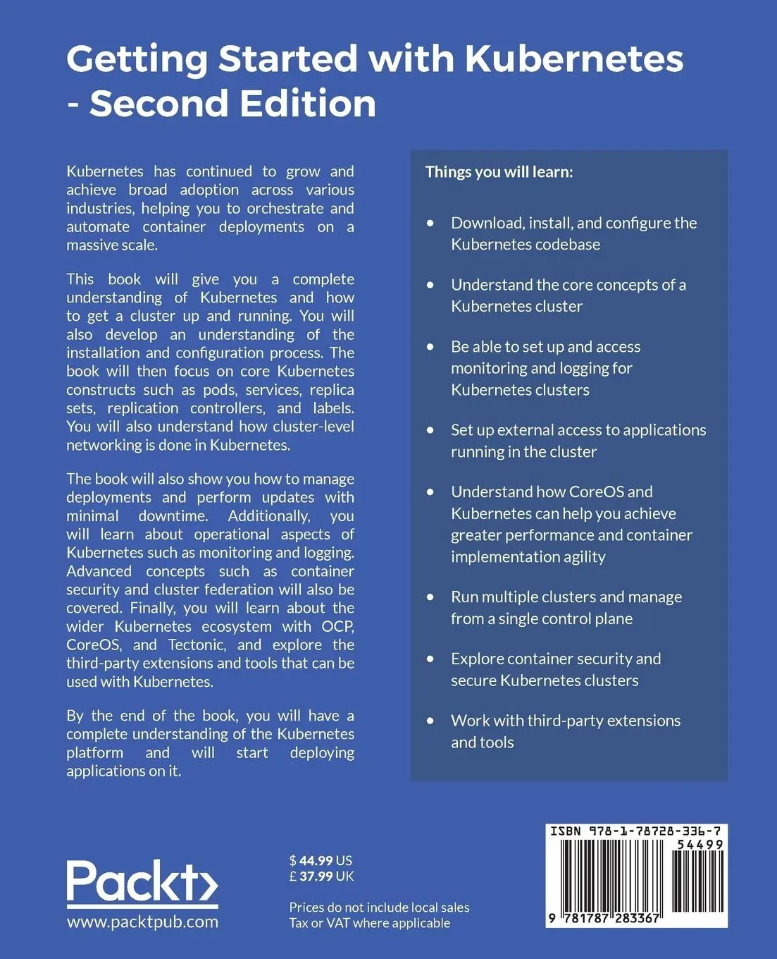 Rückseite: 9781787283367 | Getting Started with Kubernetes - Second Edition | Jonathan Baier