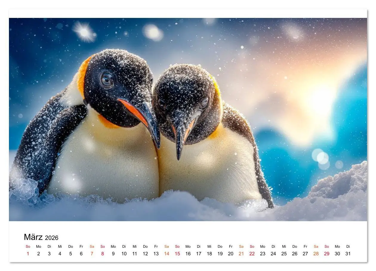 Bild: 9783516643367 | Pinguine - ein Jahr voller Meer (Wandkalender 2026 DIN A3 quer),...