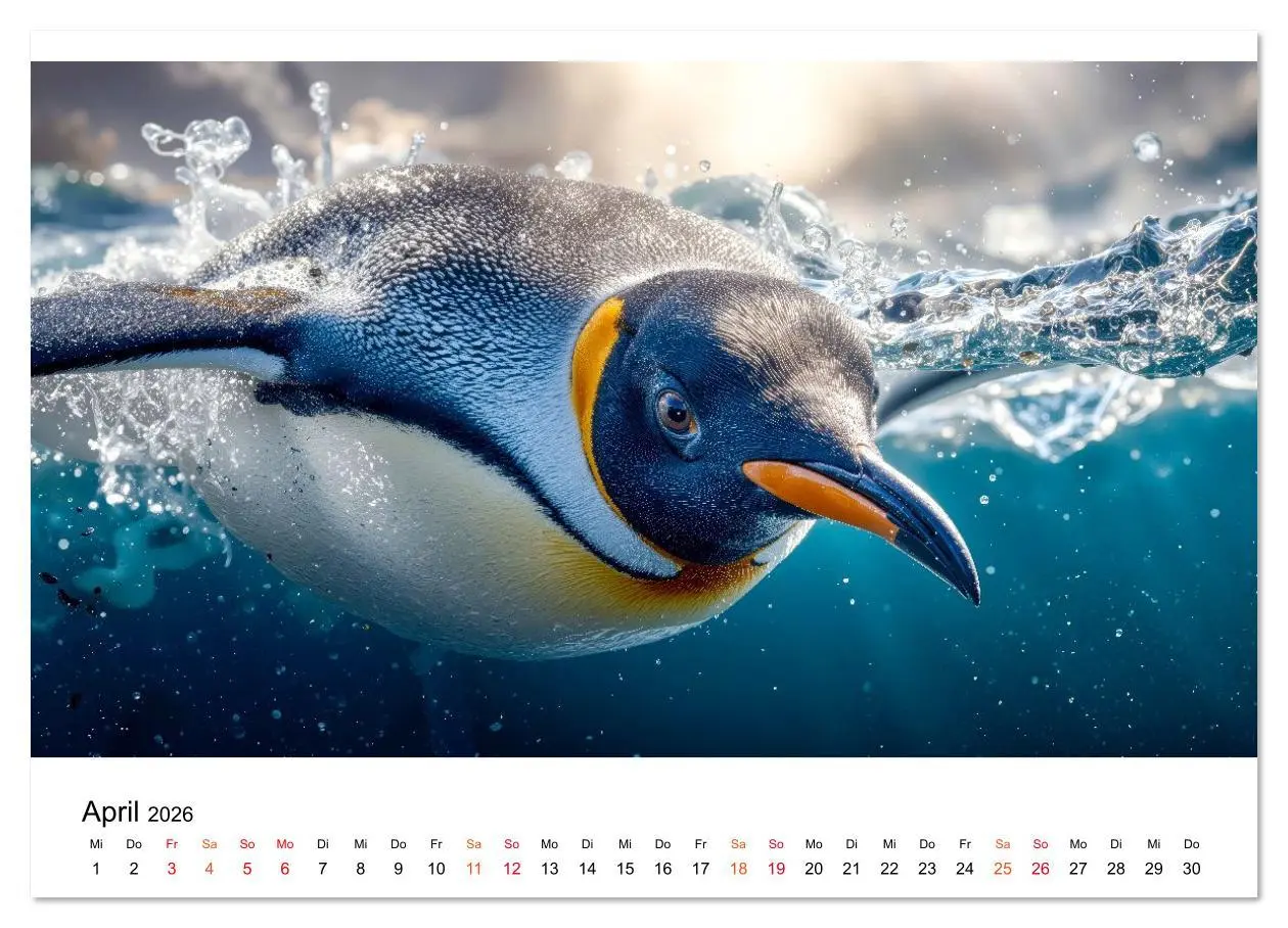 Bild: 9783516643367 | Pinguine - ein Jahr voller Meer (Wandkalender 2026 DIN A3 quer),...