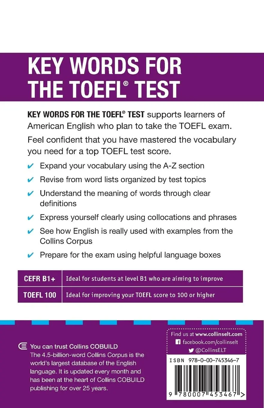 Rückseite: 9780007453467 | COBUILD Key Words for the TOEFL Test | Harpercollins Uk | Taschenbuch