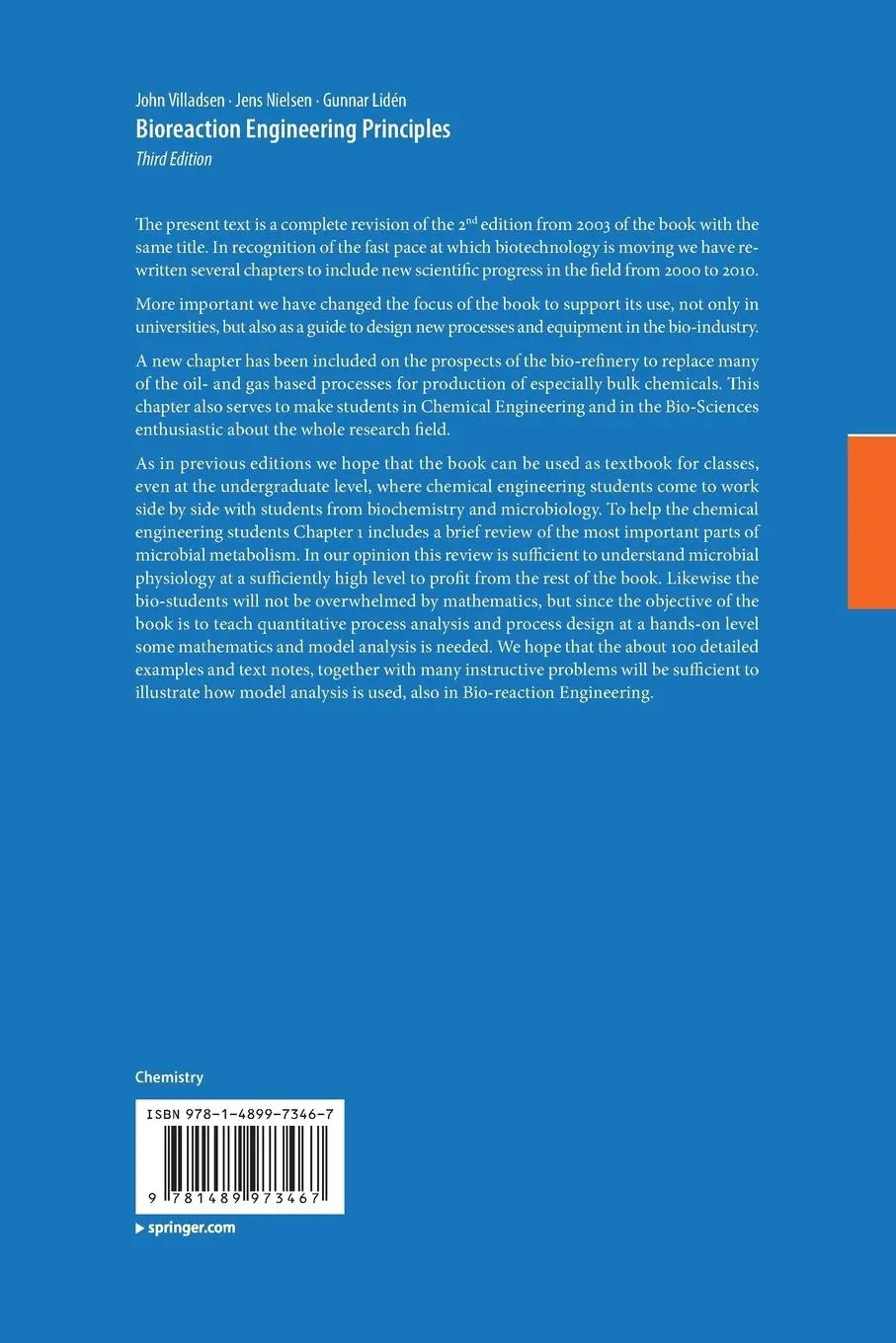 Rückseite: 9781489973467 | Bioreaction Engineering Principles | John Villadsen (u. a.) | Buch