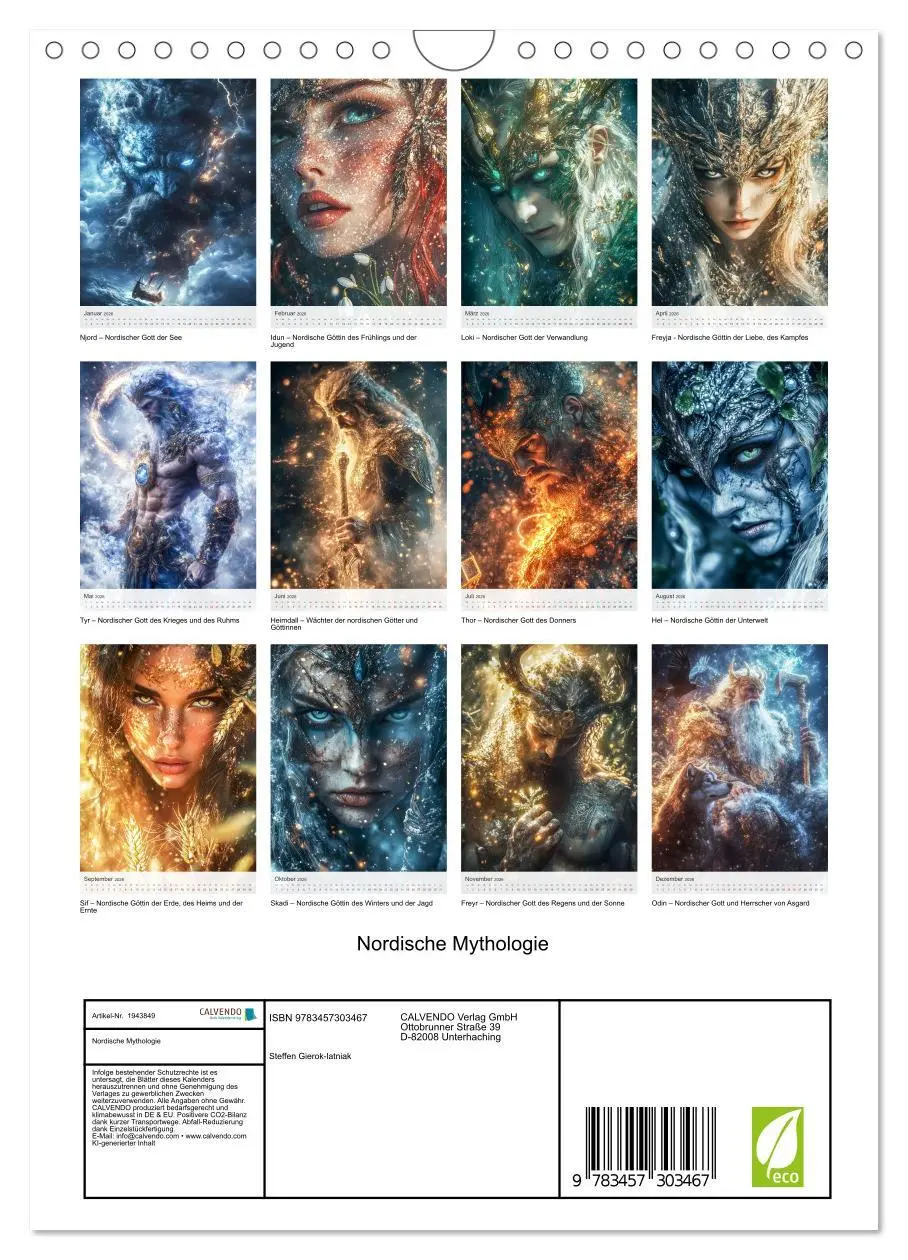Bild: 9783457303467 | Nordische Mythologie (Wandkalender 2026 DIN A4 hoch), CALVENDO...
