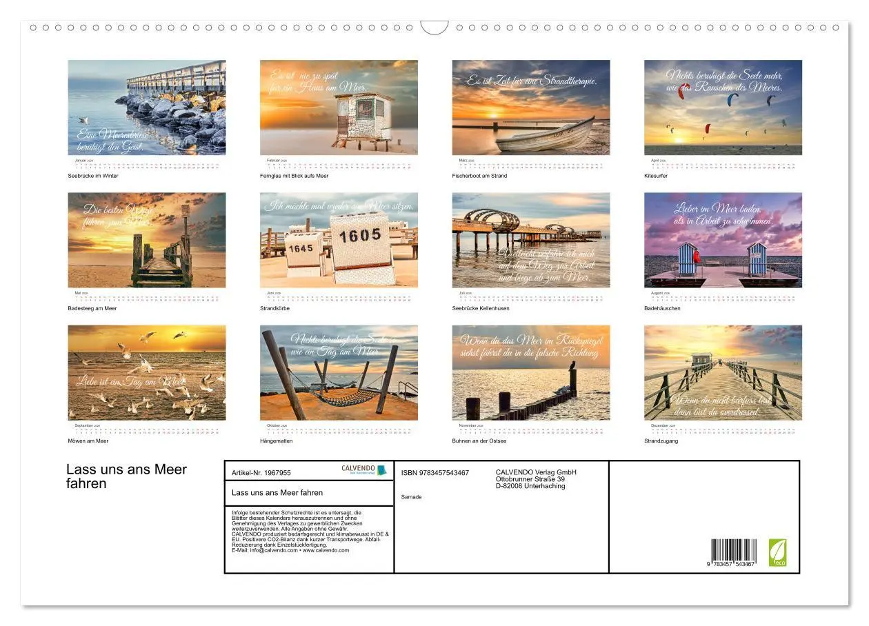 Bild: 9783457543467 | Lass uns ans Meer fahren (Wandkalender 2026 DIN A2 quer), CALVENDO...