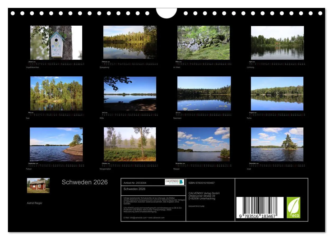 Bild: 9783516183467 | Schweden 2026 (Wandkalender 2026 DIN A4 quer), CALVENDO Monatskalender