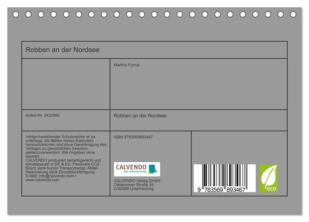 Bild: 9783569893467 | Robben an der Nordsee (Tischkalender 2027 DIN A5 quer), CALVENDO...