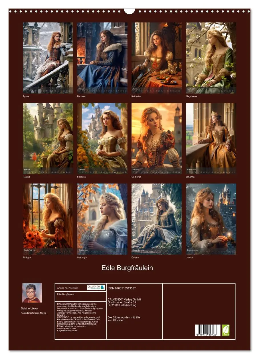 Bild: 9783516313567 | Edle Burgfräulein (Wandkalender 2026 DIN A2 hoch), CALVENDO...