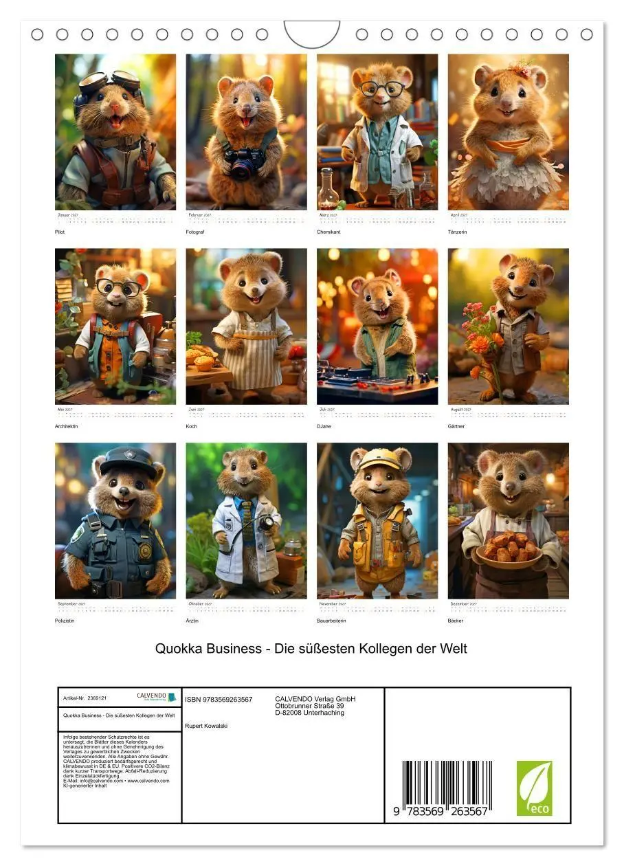 Bild: 9783569263567 | Quokka Business - Die süßesten Kollegen der Welt (Wandkalender 2027...