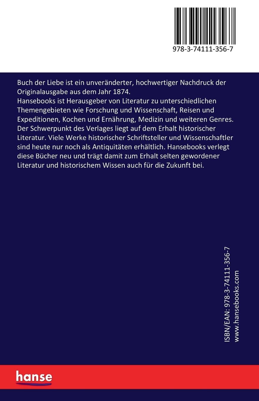 Rückseite: 9783741113567 | Buch der Liebe | Robert Eduard Prutz | Taschenbuch | 288 S. | Deutsch