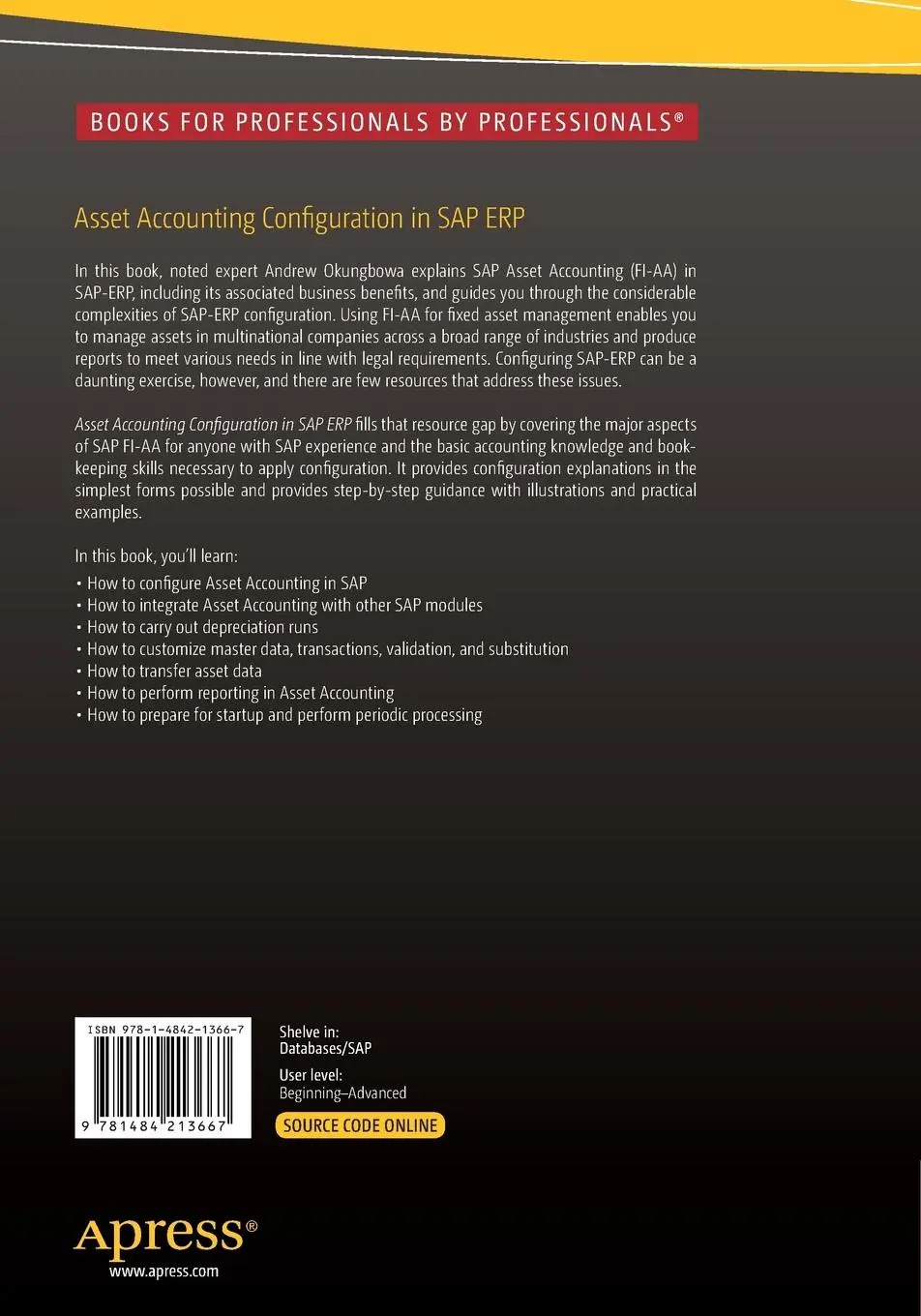 Rückseite: 9781484213667 | Asset Accounting Configuration in SAP ERP | A Step-by-Step Guide