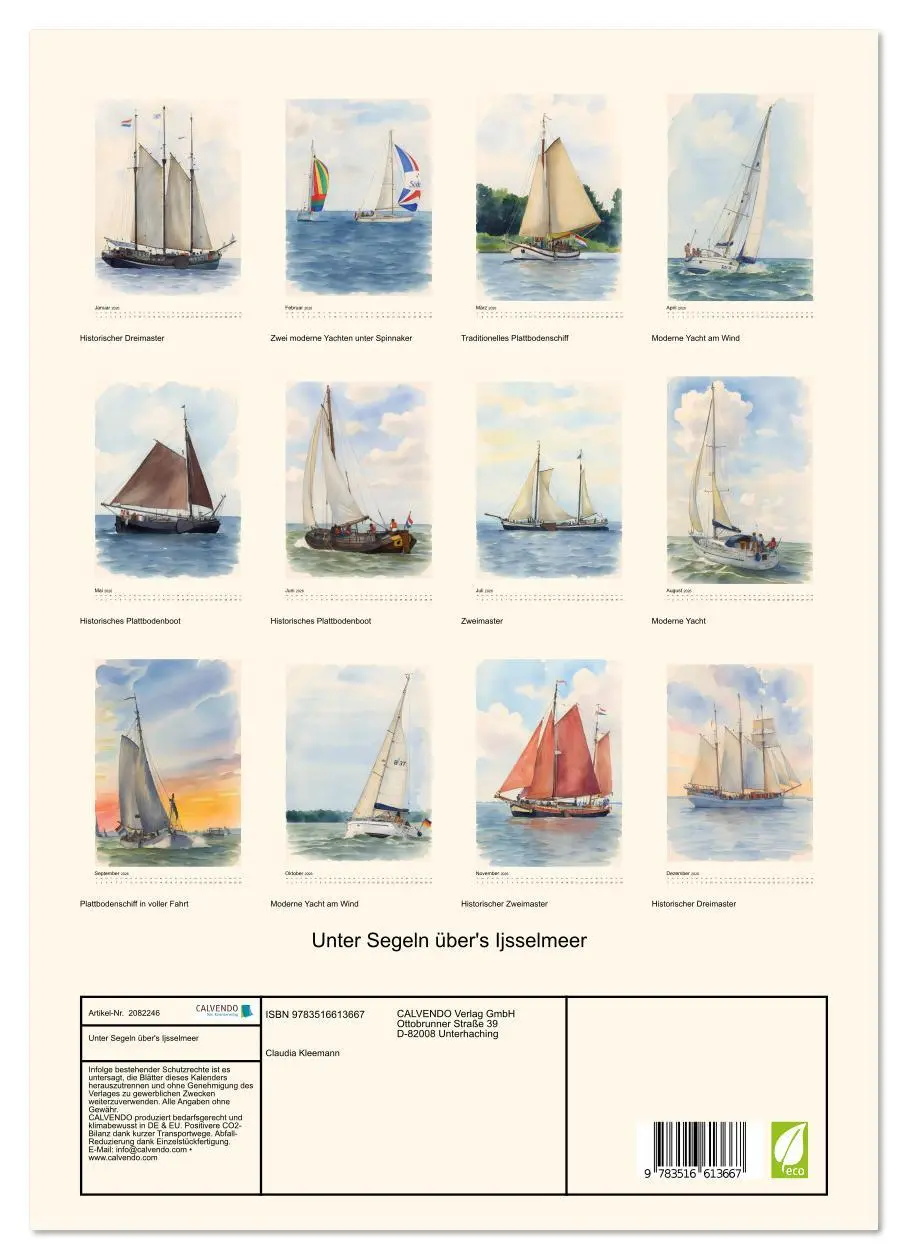 Bild: 9783516613667 | Unter Segeln über's Ijsselmeer (Wandkalender 2026 DIN A3 hoch),...