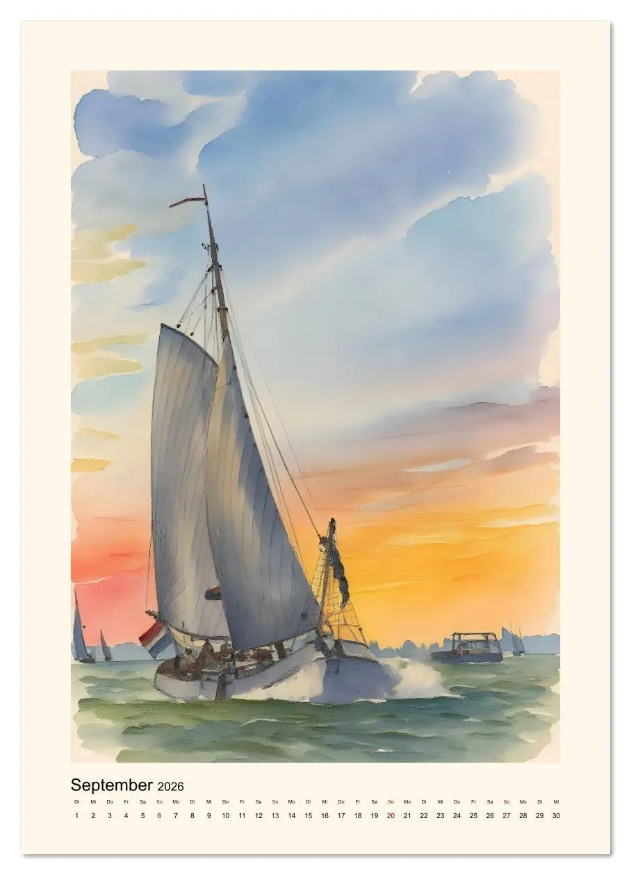 Bild: 9783516613667 | Unter Segeln über's Ijsselmeer (Wandkalender 2026 DIN A3 hoch),...