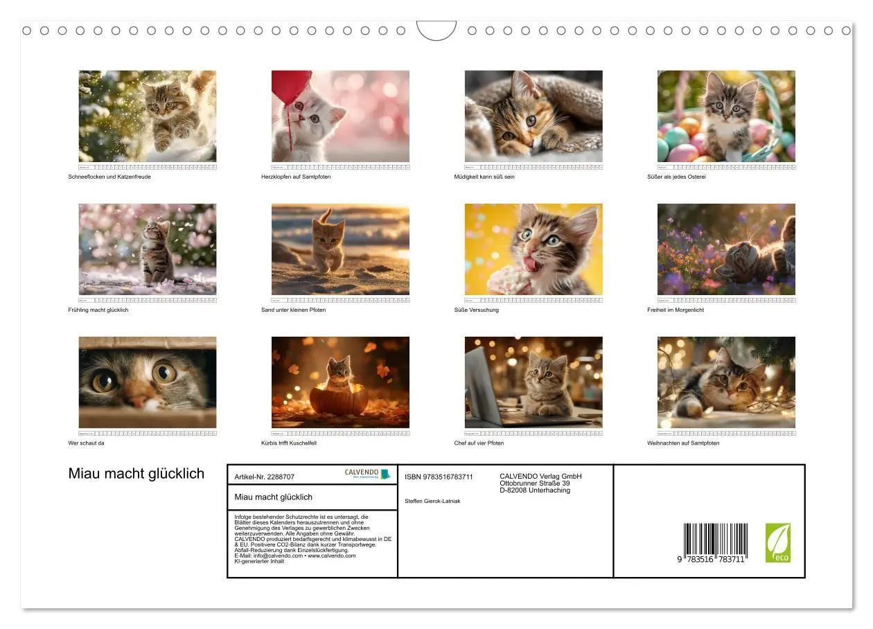 Bild: 9783516783667 | Miau macht glücklich (Wandkalender 2027 DIN A3 quer), CALVENDO...