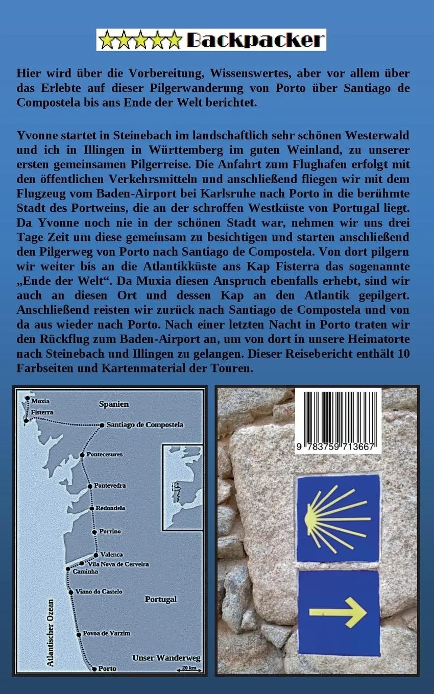 Rückseite: 9783759713667 | Pilgerweg Porto Santiago de Compostela bis ans Ende der Welt | Pade