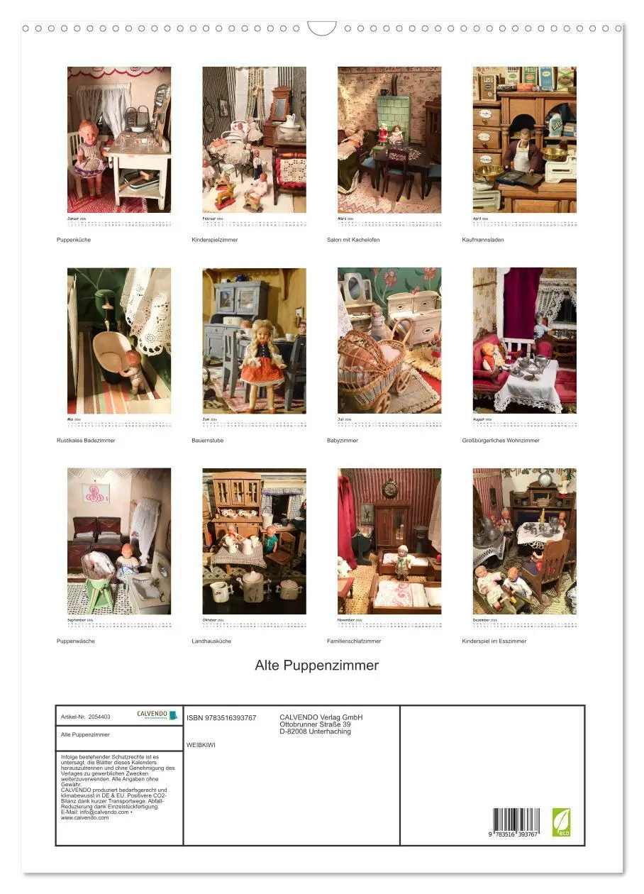 Bild: 9783516393767 | Alte Puppenzimmer (Wandkalender 2026 DIN A2 hoch), CALVENDO...