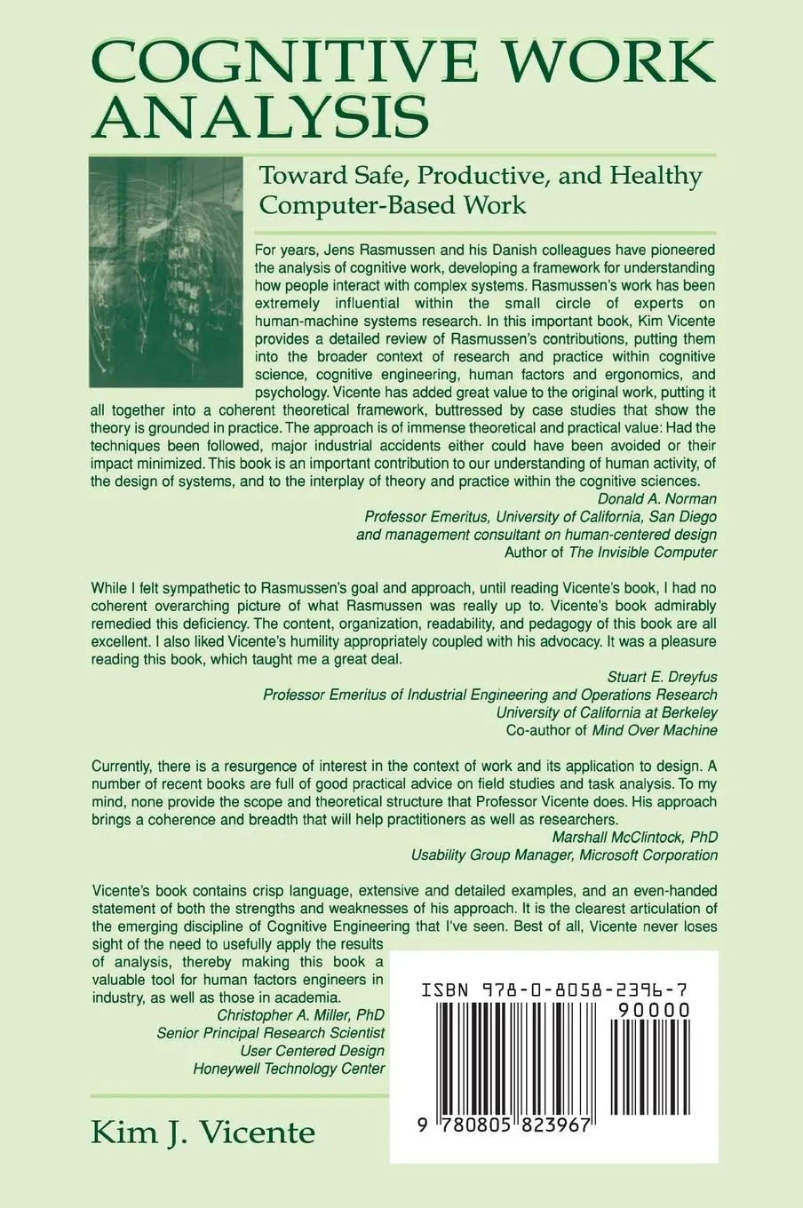 Rückseite: 9780805823967 | Cognitive Work Analysis | Kim J. Vicente | Buch | Englisch | 1999