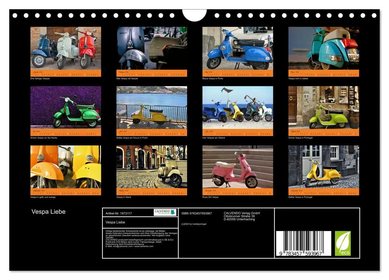 Bild: 9783457593967 | Vespa Liebe (Wandkalender 2026 DIN A4 quer), CALVENDO Monatskalender