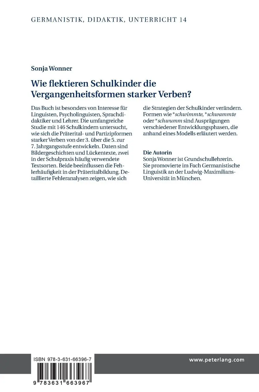 Rückseite: 9783631663967 | Wie flektieren Schulkinder die Vergangenheitsformen starker Verben?