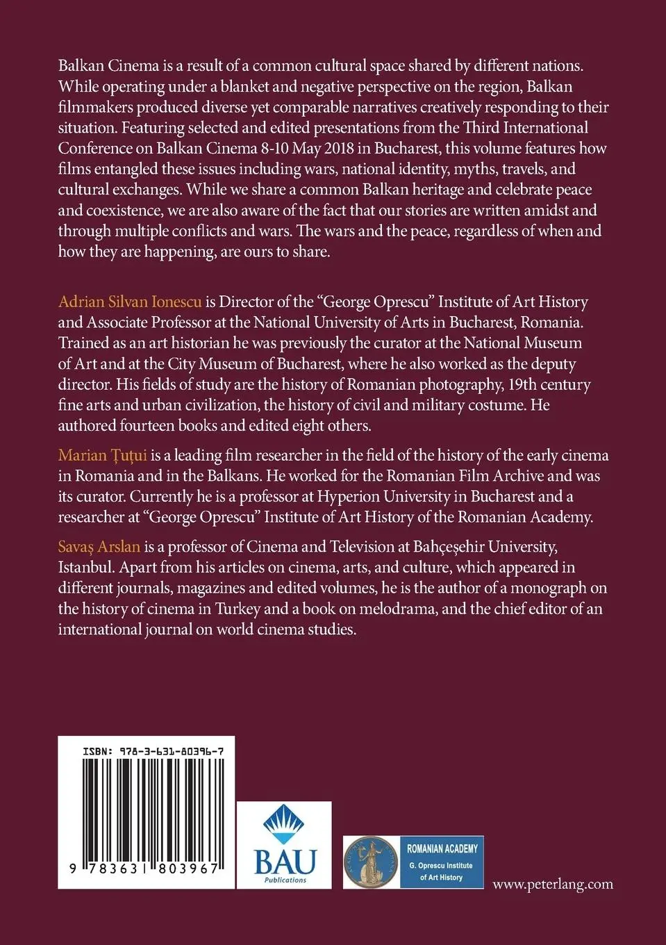 Rückseite: 9783631803967 | Balkan Cinema and the Great Wars | Our Story | Ionescu (u. a.) | Buch