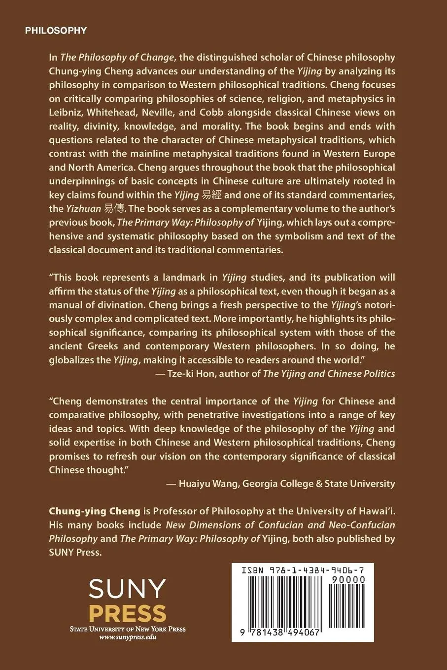 Rückseite: 9781438494067 | The Philosophy of Change | Comparative Insights on the Yijing | Cheng