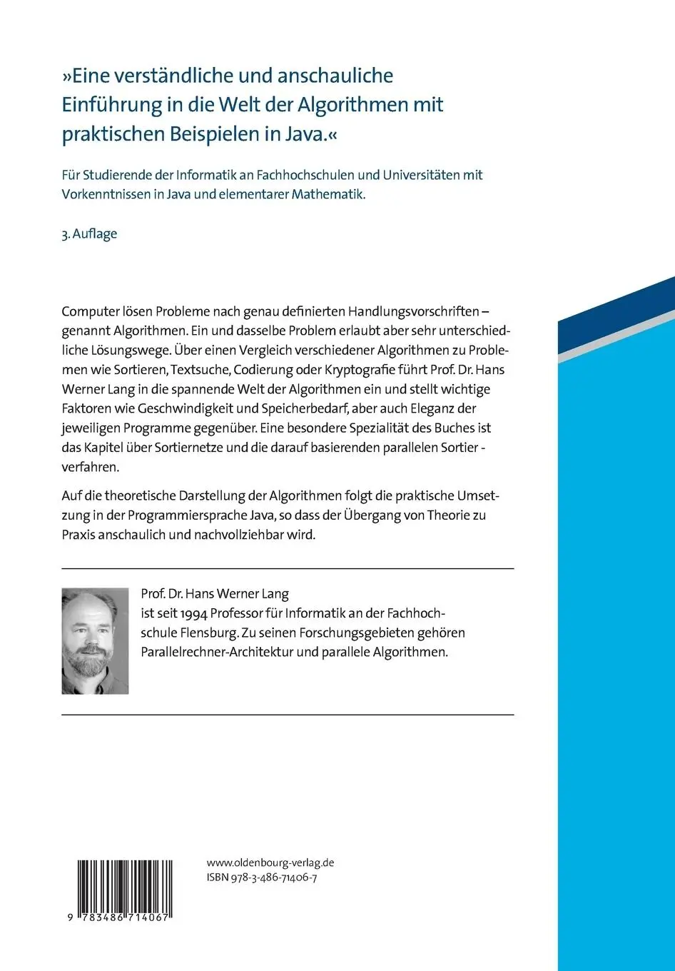 Rückseite: 9783486714067 | Algorithmen in Java | Sortieren, Textsuche, Codierung, Kryptographie