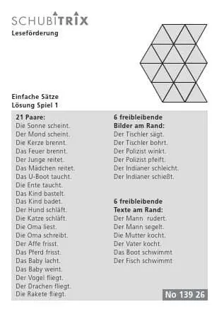 Bild: 9783039764167 | SCHUBITRIX Leseförderung Einfache Sätze | Michael Junga | Spiel | 2025