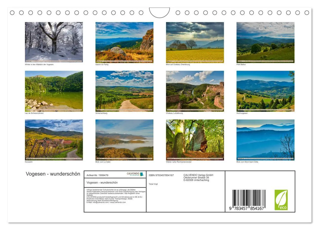Bild: 9783457854167 | Vogesen - wunderschön (Wandkalender 2026 DIN A4 quer), CALVENDO...