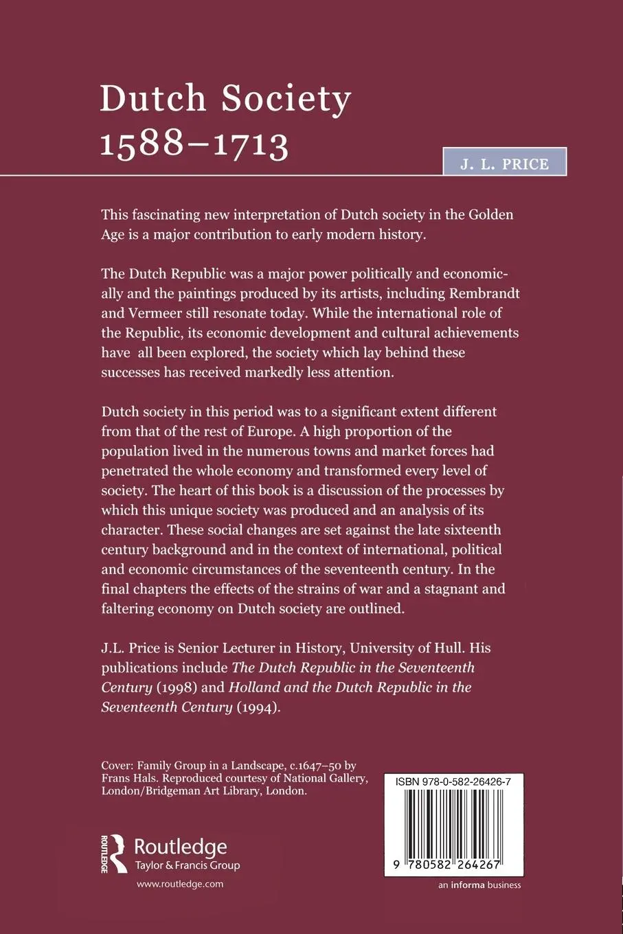 Rückseite: 9780582264267 | Dutch Society | 1588-1713 | John Price | Taschenbuch | Englisch | 2000