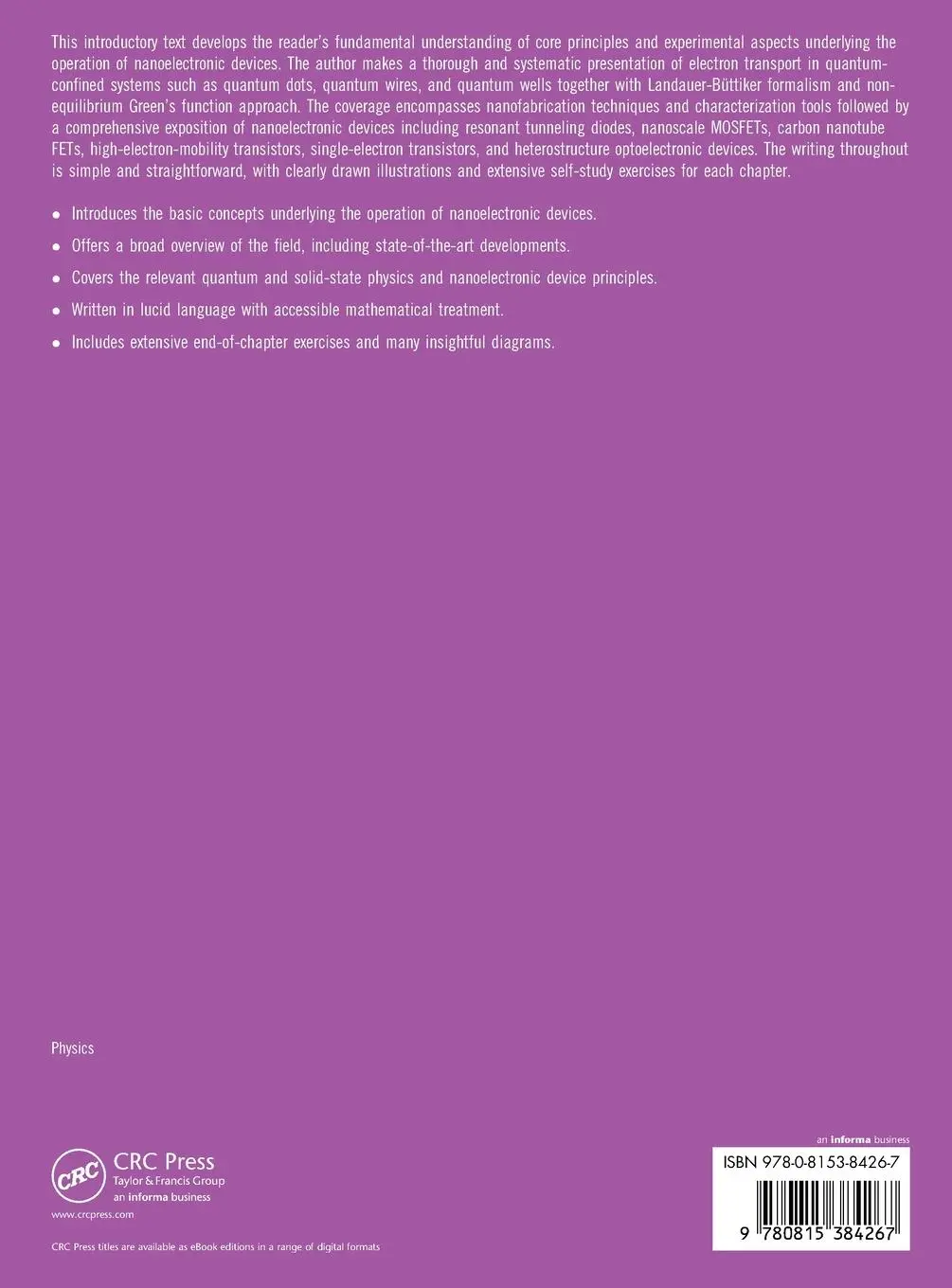 Rückseite: 9780815384267 | Introductory Nanoelectronics | Physical Theory and Device Analysis