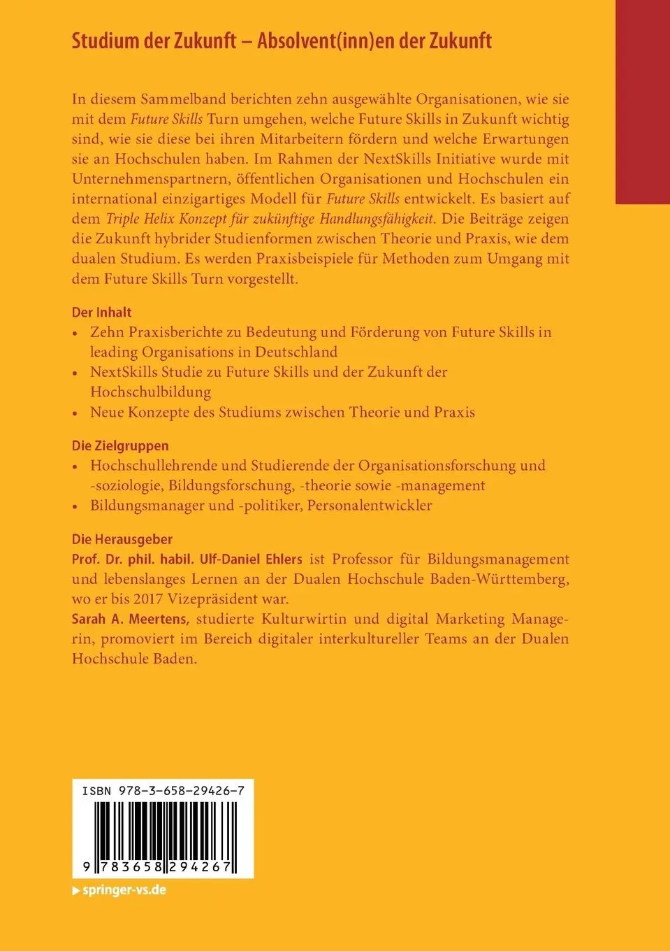Rückseite: 9783658294267 | Studium der Zukunft - Absolvent(inn)en der Zukunft | Meertens (u. a.)