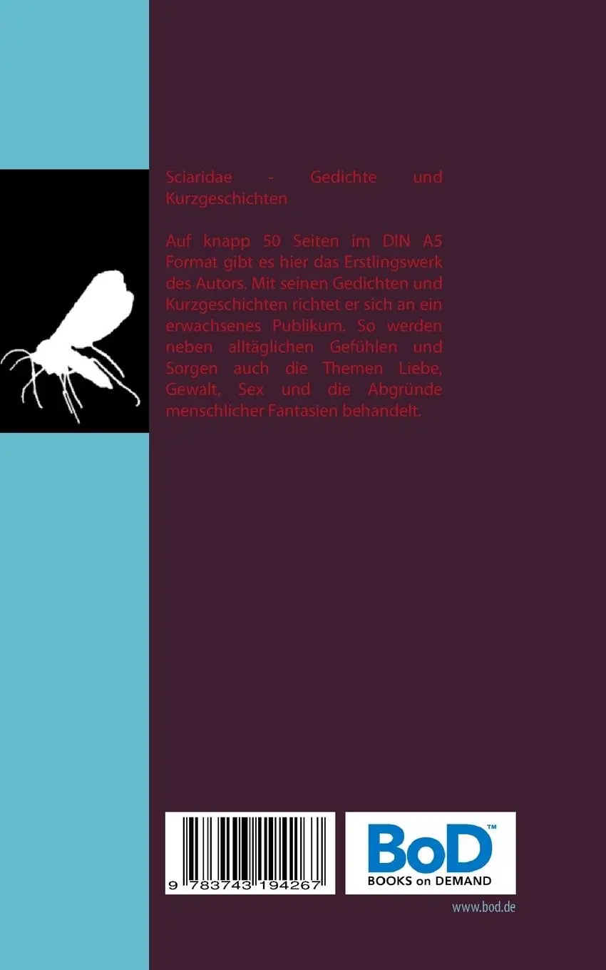 Rückseite: 9783743194267 | Sciaridae | Markus Nick-Conradt | Taschenbuch | 72 S. | Deutsch | 2017