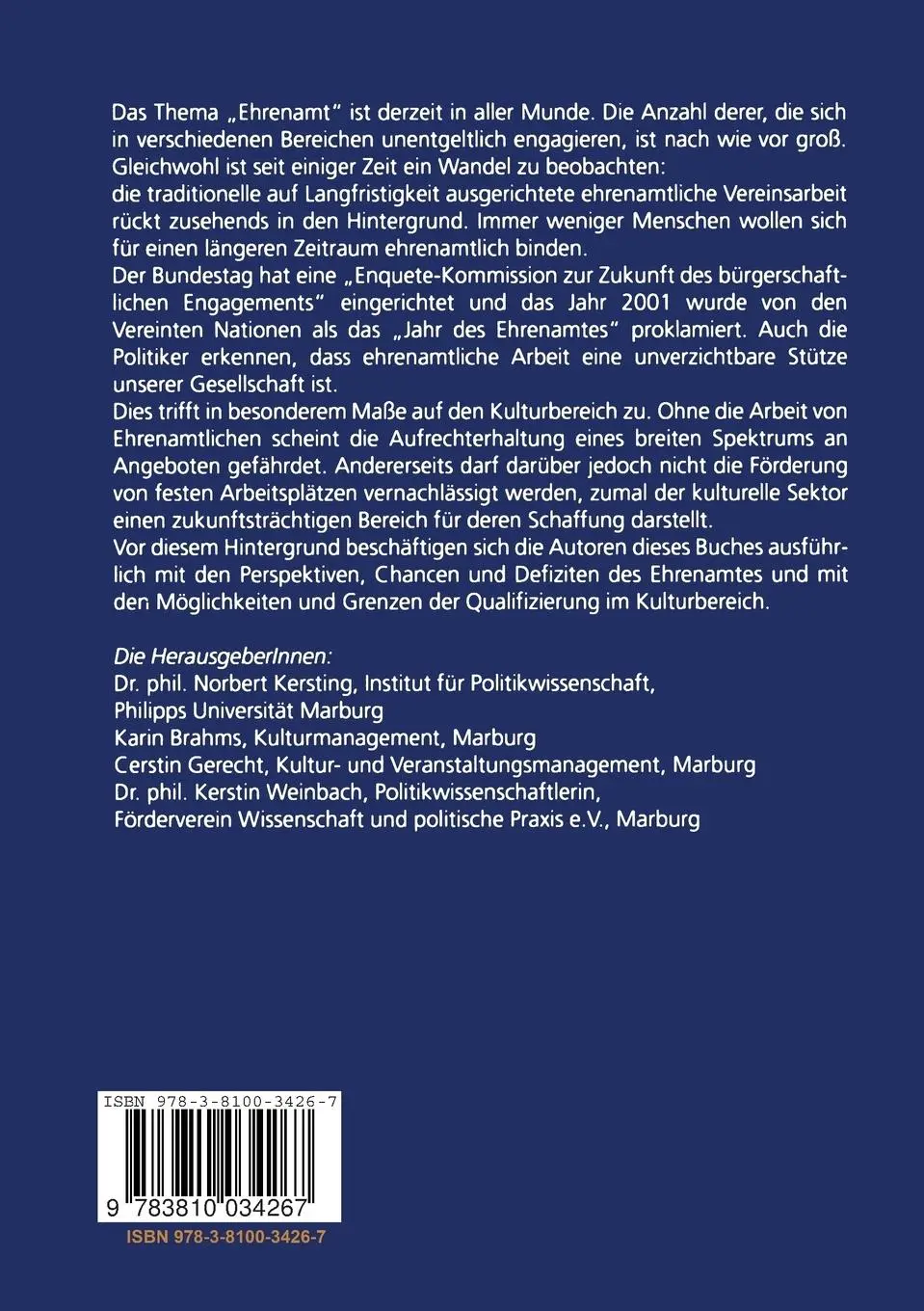 Rückseite: 9783810034267 | Ehre oder Amt? | Norbert Kersting (u. a.) | Taschenbuch | 226 S.