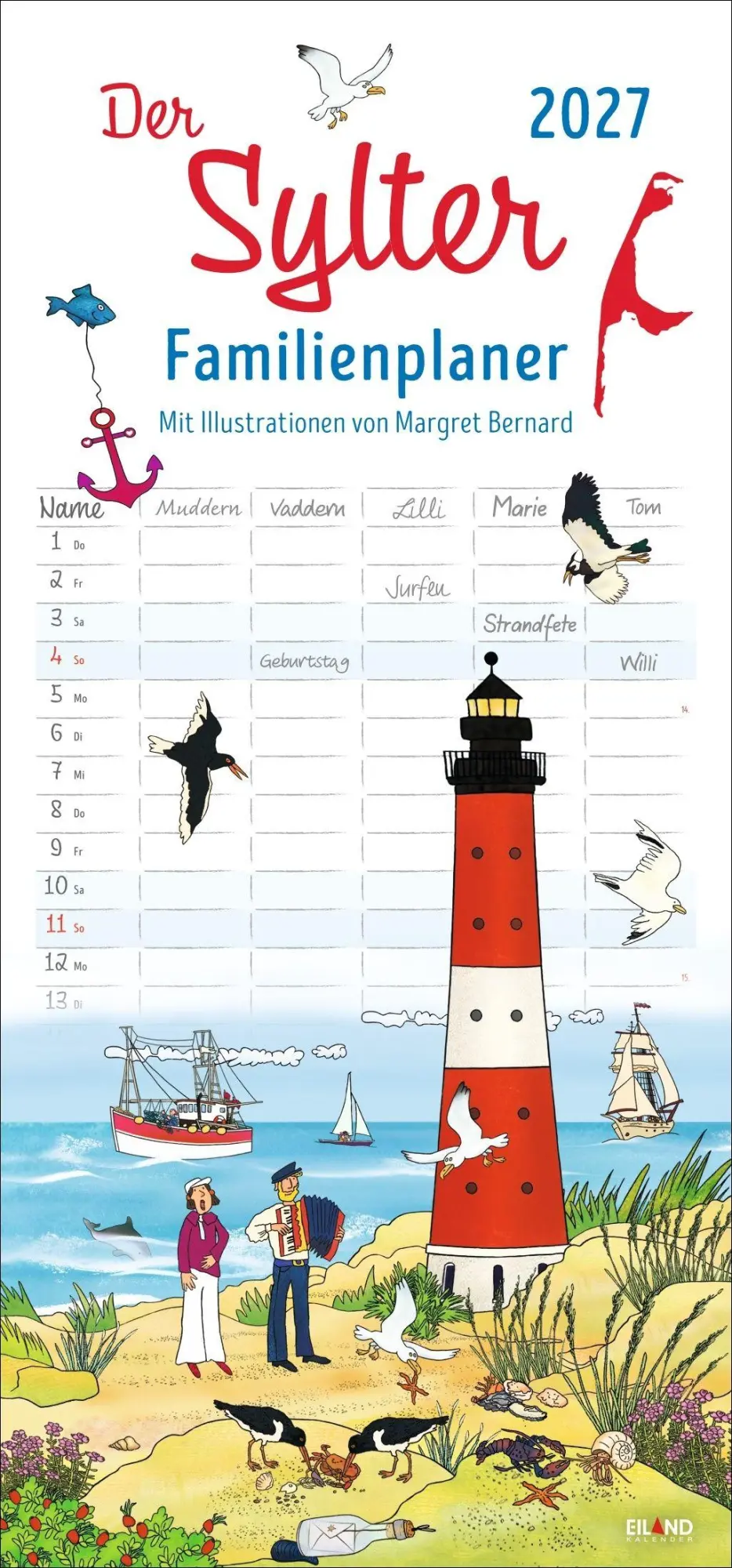 Cover: 9783964024367 | Der Sylter Familienplaner 2027 - Margret Bernard | Margret Bernard